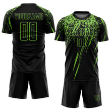 Load image into Gallery viewer, Custom Black Neon Green Sublimation Soccer Uniform Jersey