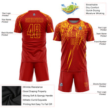 Load image into Gallery viewer, Custom Red Gold Sublimation Soccer Uniform Jersey