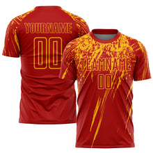 Load image into Gallery viewer, Custom Red Gold Sublimation Soccer Uniform Jersey