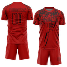 Load image into Gallery viewer, Custom Red Black Sublimation Soccer Uniform Jersey