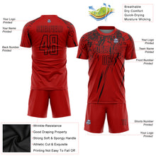 Load image into Gallery viewer, Custom Red Black Sublimation Soccer Uniform Jersey
