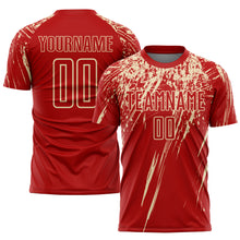Load image into Gallery viewer, Custom Red City Cream Sublimation Soccer Uniform Jersey