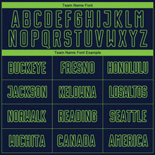 Load image into Gallery viewer, Custom Navy Neon Green Sublimation Soccer Uniform Jersey