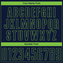 Load image into Gallery viewer, Custom Navy Neon Green Sublimation Soccer Uniform Jersey