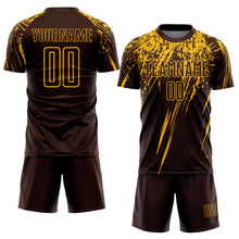 Load image into Gallery viewer, Custom Brown Gold Sublimation Soccer Uniform Jersey