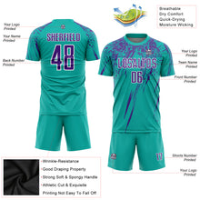 Load image into Gallery viewer, Custom Aqua Purple-White Sublimation Soccer Uniform Jersey