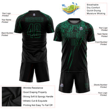 Load image into Gallery viewer, Custom Black Kelly Green Sublimation Soccer Uniform Jersey
