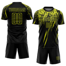 Load image into Gallery viewer, Custom Black Neon Yellow Sublimation Soccer Uniform Jersey