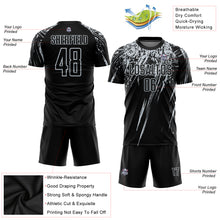Load image into Gallery viewer, Custom Black Silver Sublimation Soccer Uniform Jersey