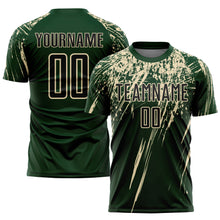 Load image into Gallery viewer, Custom Green Black-Cream Sublimation Soccer Uniform Jersey