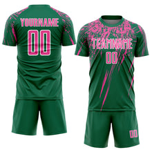 Load image into Gallery viewer, Custom Kelly Green Pink-White Sublimation Soccer Uniform Jersey