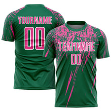 Load image into Gallery viewer, Custom Kelly Green Pink-White Sublimation Soccer Uniform Jersey