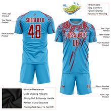 Load image into Gallery viewer, Custom Sky Blue Red-White Sublimation Soccer Uniform Jersey