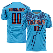 Load image into Gallery viewer, Custom Sky Blue Navy-Orange Sublimation Soccer Uniform Jersey
