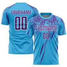 Load image into Gallery viewer, Custom Sky Blue Purple-White Sublimation Soccer Uniform Jersey