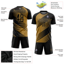 Load image into Gallery viewer, Custom Old Gold Black Sublimation Soccer Uniform Jersey