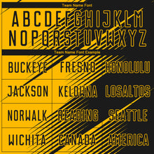 Load image into Gallery viewer, Custom Gold Black Sublimation Soccer Uniform Jersey