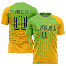 Load image into Gallery viewer, Custom Gold Neon Green-Navy Sublimation Soccer Uniform Jersey