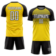 Load image into Gallery viewer, Custom Yellow White-Black Sublimation Soccer Uniform Jersey