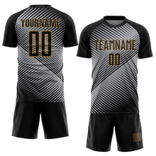 Load image into Gallery viewer, Custom Gray Black-Old Gold Sublimation Soccer Uniform Jersey