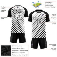 Load image into Gallery viewer, Custom Black White Sublimation Soccer Uniform Jersey
