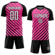 Load image into Gallery viewer, Custom Pink White-Black Sublimation Soccer Uniform Jersey