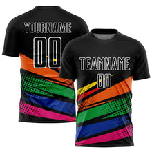 Load image into Gallery viewer, Custom Black Orange-Kelly Green Sublimation Soccer Uniform Jersey