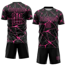 Load image into Gallery viewer, Custom Black Pink Sublimation Soccer Uniform Jersey