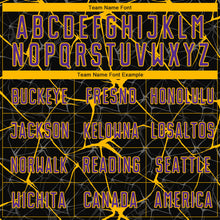 Load image into Gallery viewer, Custom Black Purple-Gold Sublimation Soccer Uniform Jersey