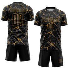 Load image into Gallery viewer, Custom Black Old Gold Sublimation Soccer Uniform Jersey