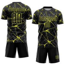 Load image into Gallery viewer, Custom Black Neon Yellow Sublimation Soccer Uniform Jersey