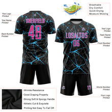 Load image into Gallery viewer, Custom Black Pink-Sky Blue Sublimation Soccer Uniform Jersey