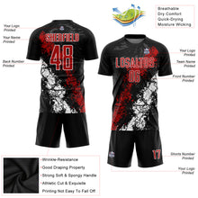 Load image into Gallery viewer, Custom Black Red-White Sublimation Soccer Uniform Jersey