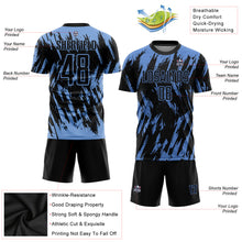 Load image into Gallery viewer, Custom Light Blue Black Sublimation Soccer Uniform Jersey