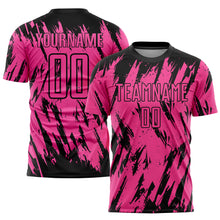 Load image into Gallery viewer, Custom Pink Black Sublimation Soccer Uniform Jersey