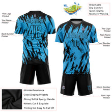 Load image into Gallery viewer, Custom Sky Blue Black Sublimation Soccer Uniform Jersey