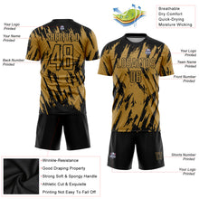 Load image into Gallery viewer, Custom Old Gold Black Sublimation Soccer Uniform Jersey