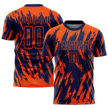 Load image into Gallery viewer, Custom Orange Navy Sublimation Soccer Uniform Jersey