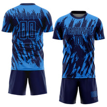 Load image into Gallery viewer, Custom Powder Blue Navy Sublimation Soccer Uniform Jersey