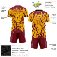 Load image into Gallery viewer, Custom Gold Crimson Sublimation Soccer Uniform Jersey