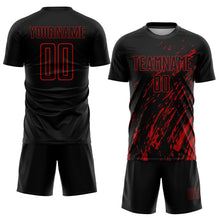 Load image into Gallery viewer, Custom Black Red Sublimation Soccer Uniform Jersey