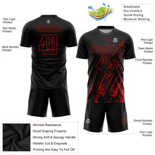 Load image into Gallery viewer, Custom Black Red Sublimation Soccer Uniform Jersey