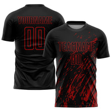 Load image into Gallery viewer, Custom Black Red Sublimation Soccer Uniform Jersey