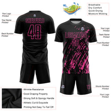 Load image into Gallery viewer, Custom Black Pink Sublimation Soccer Uniform Jersey