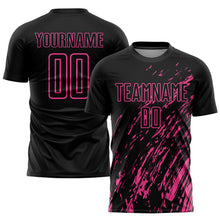 Load image into Gallery viewer, Custom Black Pink Sublimation Soccer Uniform Jersey