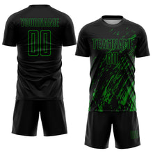 Load image into Gallery viewer, Custom Black Grass Green Sublimation Soccer Uniform Jersey