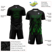 Load image into Gallery viewer, Custom Black Grass Green Sublimation Soccer Uniform Jersey