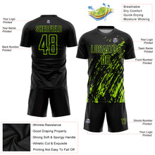 Load image into Gallery viewer, Custom Black Neon Green Sublimation Soccer Uniform Jersey