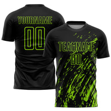 Load image into Gallery viewer, Custom Black Neon Green Sublimation Soccer Uniform Jersey
