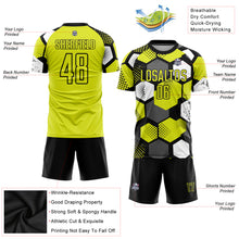 Load image into Gallery viewer, Custom Neon Yellow Black-White Sublimation Soccer Uniform Jersey
